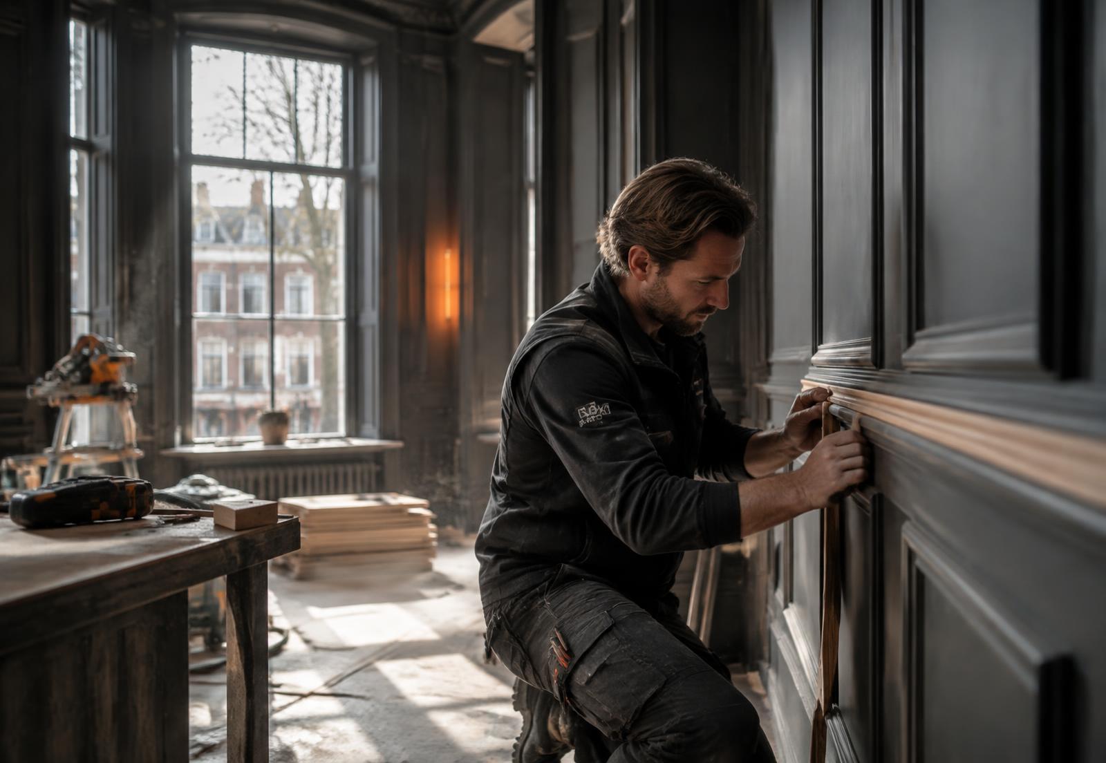 Vakman van Klusbedrijf 360 aan het werk tijdens een renovatie in Amsterdam